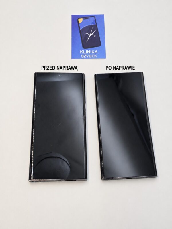 Samsung Galaxy S23 Ultra przed i po wymianie wyświetlacza