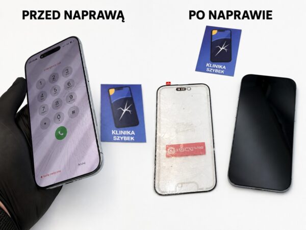 iPhone Air przed i po regeneracji szybki